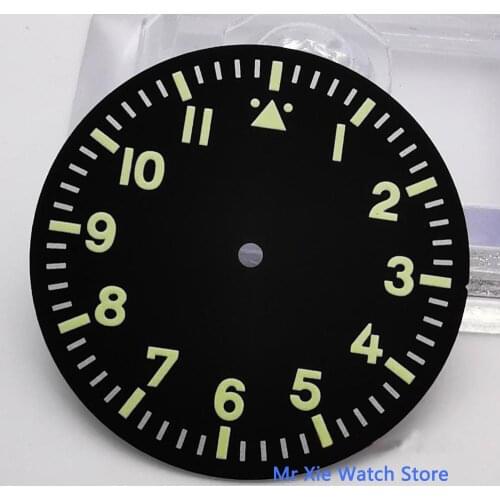 35.5mm Corgeut Green marks Black watch parts dial fit Miyota 8215 8205 ST1612 DG2813 movement