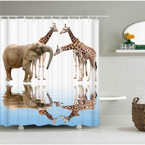 3D Printing Animal Bath Screens Bathroom Shower Curtain Elephant Horse Bird Curtain Decor Multi-size Shower Curtains