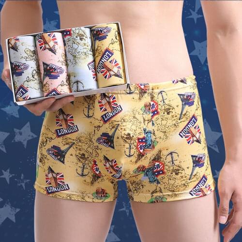 4Psc/Lot Mens Panties Fashion Mens Boxer Shorts Modal Boxer Shorts Winter Male Breathable Underwear Men Underpants L-XL