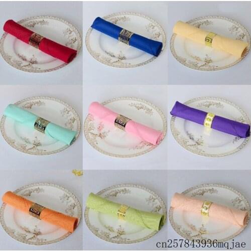 50pcs Polyester Table Napkins Dinner Cloths Banquet Handkerchiefs Linen Placemats Hotel Wedding Decoration