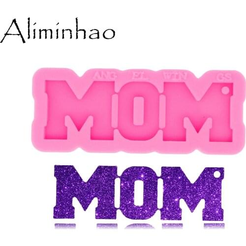 DY0531 Shiny Glossy MOM/DAD/SIS/ BRO/PAPA Keychain mold UV Resin Silicone Mould Craft For DIY Necklace Charms Making Jewelry