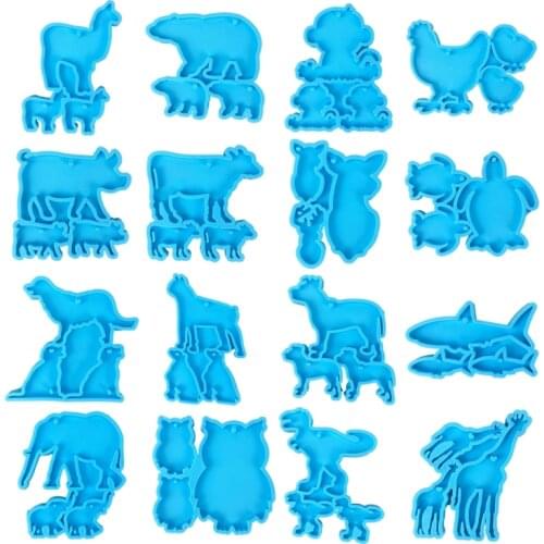 Animal Shaped Keychain Epoxy Resin Mold Key Chain Pendants Silicone Mould DIY Crafts Decorations Casting Tools
