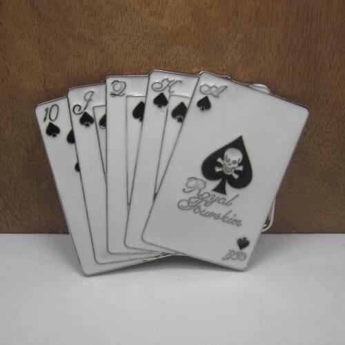BuckleClub wholesale retro zinc alloy Playing cards gamble belt buckle western jeans gift belt buckle FP-03520 SILVER FINISH