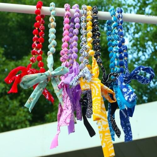 Lifefontier Bohemia Colorful Fabric Wood Beads Chain Necklace for Women Handmade Ethnic Collar Long Necklace Summer Jewelry