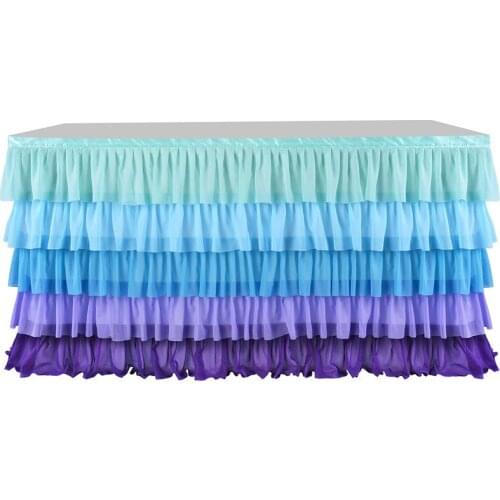 Baby Shower Five Layer Wave Table Skirt Mermaid Birthday Party Decoration Wedding Banquet Dessert Table Signature Table Skirt