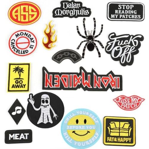 Slogan Badge Monday IS CANCELLED KISS MY PATCH Clothing Diy Badge Sew on Iron on Embroidery Punk Patch Accessory