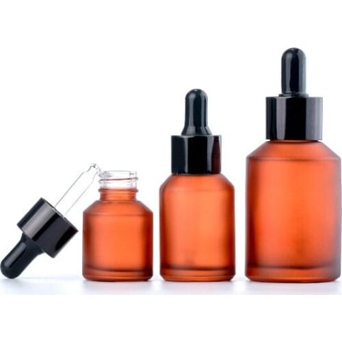 15ml 30ml 60ml 1oz 2oz Luxury Slant Amber Essential Oil Bottle Packaging Empty Glass Dropper Bottle With Smooth Cap