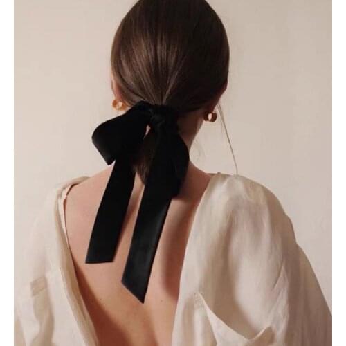 Headwear Black Velvet Big Bow Hair Tie Girls Hair Accessories Ponytail Headdress Women