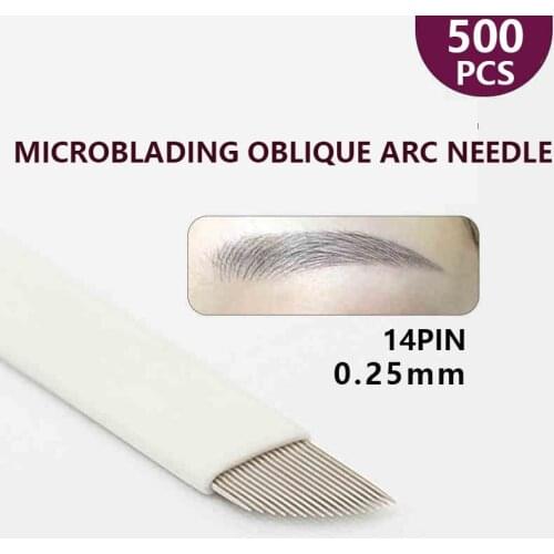 Wholesale 500pcs Microblading 0.2mm 14pin Permanent Makeup Eyebrow flex Tattoo Needles For 3D lamina blade Agulhas Tebori