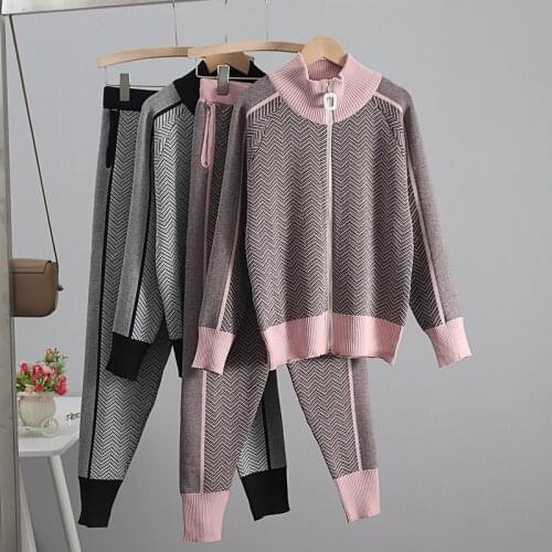GIGOGOU Christmas Tree Knit Two Piece Sets ZipperTurtleneck Cardigan Sweater Sport Tracksuits Chic Open Cardigans + Harem Pants