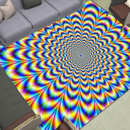 3D Vision Area Rugs Large Anti Slip Living Room Bedroom Bathroom Decor Carpet Print Colorful Vortex Divergent Flower Floor Mats