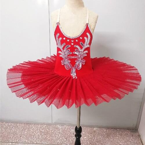 Red Ballet Tutu Skirt Ballet Dress Childrens Swan Lake Costume Kids Belly Dance Costumes Stage Professional