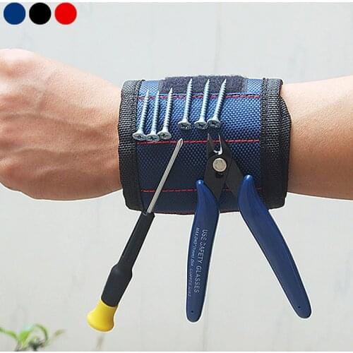 Strong Two Magnetic Wristband Adjustable Wrist Support Bands For Screws Nails Nuts Bolts Drill Bit Holder Tool Belt CLH
