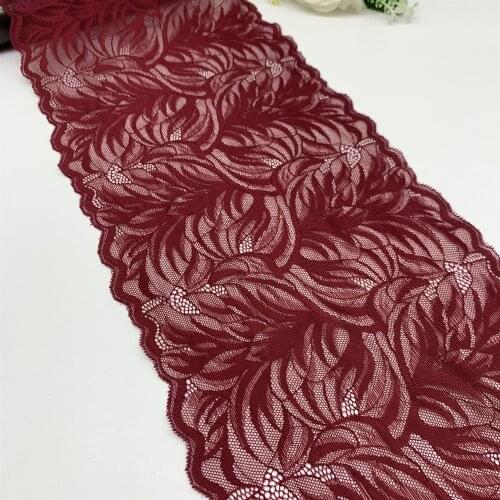 3y/lot 20.50cm Stretch Lace Trims Burgundy For Clothing Accessories Dress Sewing Applique Costume Lace Fabrics Bra Lingerie