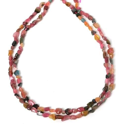 Best Selling 5-8mm Natural Tourmaline Straight Hole Stone 38cm/str Approx 63pcs Natural Stone Chips For DIY Jewelry making