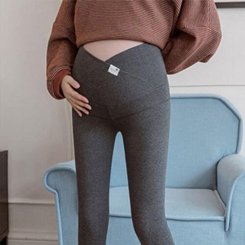 M-XL 3Colors Elastic Belly Over Bump Protection Pregnant Full Length Pencil Pants Comfortable Women Casual Cotton Leggings
