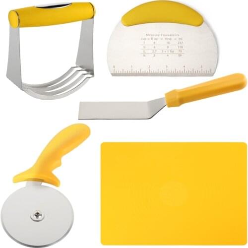 Stainless Steel Kitchenware Set 5 Piece Set Knead Dough Silicone Pad Baking Pastry Pizza Set Pizza Shovel Cheese Scraper Cutter