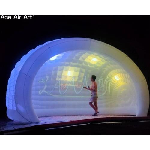 Holy white oxford fabric luna dome balloon inflatable dj club party tent with led colorful lights for outdoor event ads