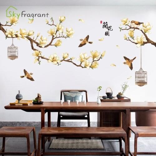 Chinese Style Orchid Wall Stickers For Living Rooms Background Wall Decorations Bedroom Home Decoration Self Adhesive Stickers
