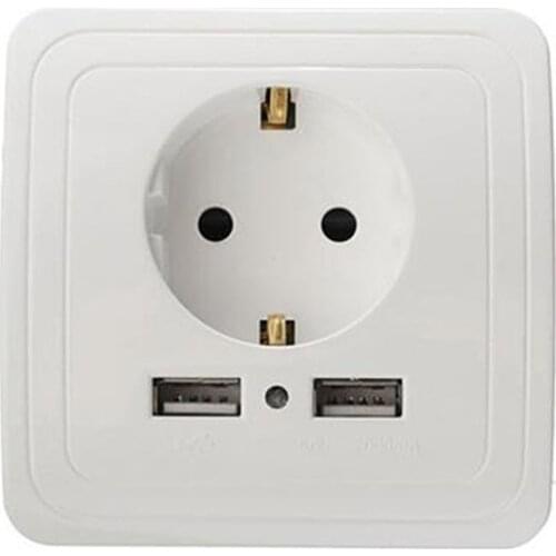EU Standard 16A German Socket with Dual USB Outlet Korea and Vietnam Wall Power Socket