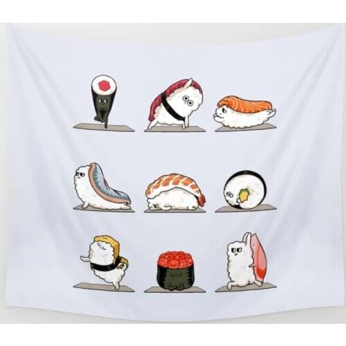 Sushi Yoga Wall Tapestry Cover Beach Towel Throw Blanket Picnic Yoga Mat Home Decoration
