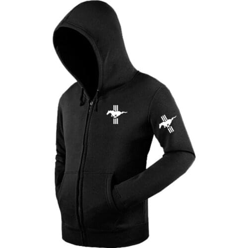 2021New Fashion Solid for mustang logo Fleece zipper Sweatshirts Autumn Winter Cardigan Jacket Casual Hoodies