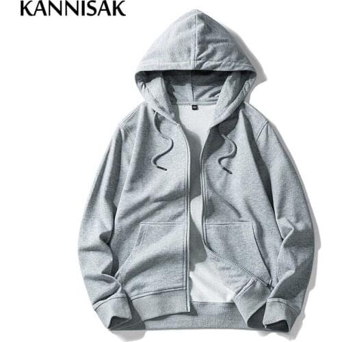 2021 New Hooded Hoodies Men Casual Grey Zipper Hoodie Long Sleeve Casual Loose Sweatshirt Harajuku Casual Korean Outerwears