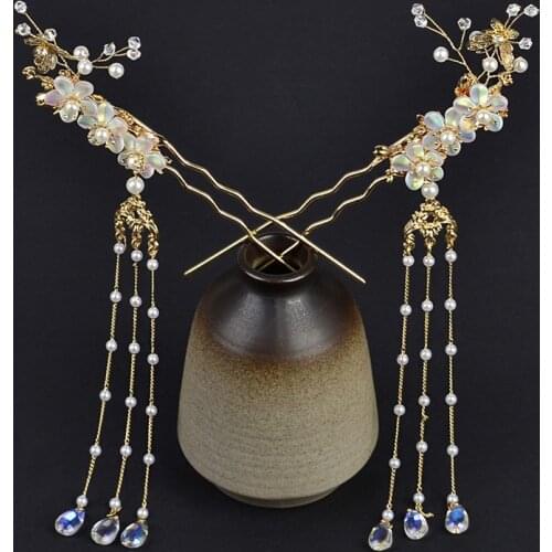 New Chinese classic long tassel Hairpin Ornament Tassel Costume bride Hair Accessories