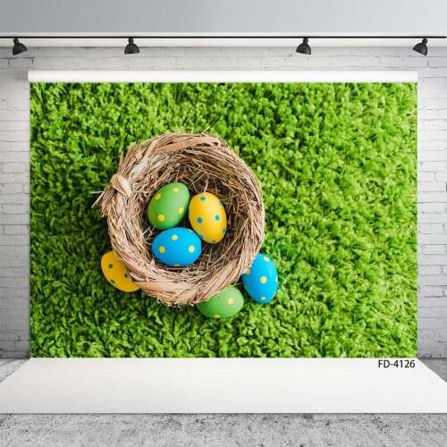 Easter Eggs Grassland Photo Backdrop Computer Printed Backgrounds Photography Props for Baby Children Family Party Photophone
