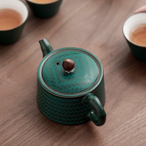 Gift Box Vintage Green Teapot Cute Creative Handmade Pottery Teapot Ceramic Pot Matcha Tea Infuser Chaleira Tea Kettle Ed50cf