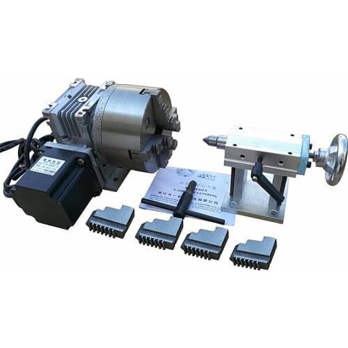 CNC Router Rotary Axis A axis 4th 86 Stepper Motor 130mm Chuck Dividing Head Tailstock for 3040 6040 6090