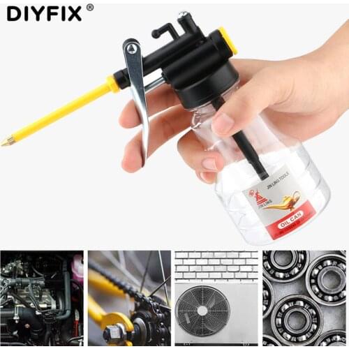 DIYFIX 250ML Clear Oil Can Oiler Lubrication Oil Plastic Machine Pump High Pressure Transparent Oiler Grease Flex Gun
