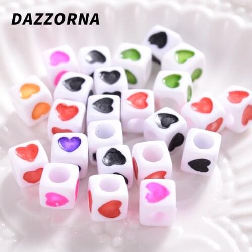 Multicolor Love Loose Beads Acrylic Beads for Diy Handmade Bead Making Jewelry Bracelet Necklace Accessories