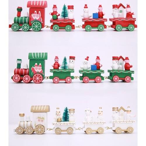 Christmas Wooden Small Train Children Gifts Home Decorations Creative Desktop Display Toys