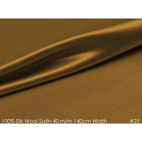 SILK WOOL SATIN 140cm width 40mm/28%Silk+72%Wool Satin Fabric for Sewing Suits Trench Fabrics High Quality Material 25 Chocolate