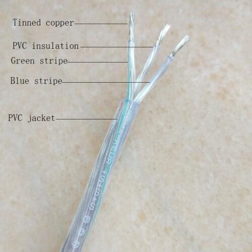 10m/lot H03VV-F 70 degree 300V transparent or black 3*0.75mm sheath power cord PVC insulated PVC sheathed flexible round cords