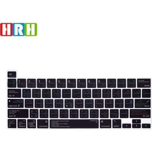 HRH Silicone Shortcut Hotkey English VIM Keyboard Cover Skin For MacBook New Pro 16 2019 A2141 M1 Chip A2338/A2251/A2289 2020