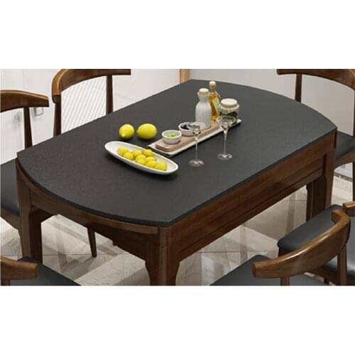1.35M Nordic Black Fire Stone Retractable Folding Solid Wood Dining Table without induction cooker