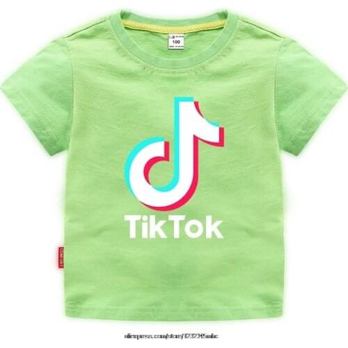 Tik Tok Summer Children New Short-sleeved Girl Cute Print T-shirt Boys Casual Fashion Round Neck Tops Kids Cotton Clothing