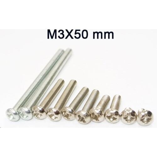 500Pcs M3 Stainless Steel Phillips Screws Cross Round Head M3 Screw Bolts Nuts Fasteners Hardware Tools M3 x 50mm