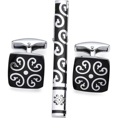 XKZM high quality cufflinks black flower stickpin gift tie pin men black tie clip cufflinks stickpin products free shipping