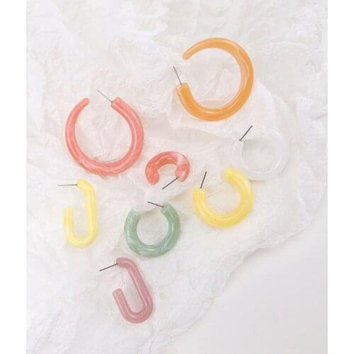 6pcs Japanese Style Simple Acetic Acid Large C-shaped Earrings For Women U-shaped Stud Earrings 2020 Diy Jewelry Accessories