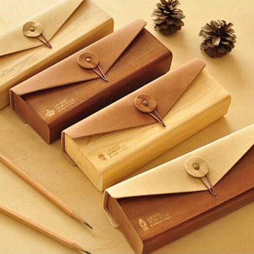 1pcs/lot New Natural Style Wooden Pencil Case High Quality With Good Wooden For Students Gifts