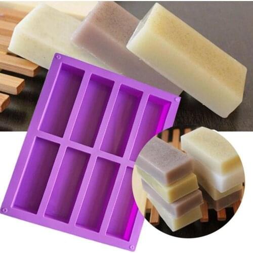 1Pcs 8 Cavity Rectangle Mold Silicone Soap Ice Cubes Chocolate Cookie Mousse Dessert Cake Baking Tool
