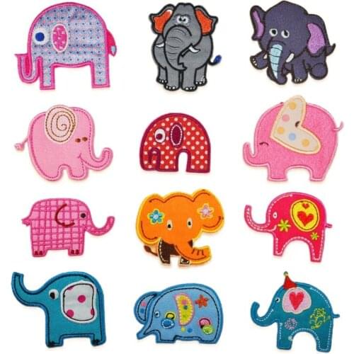 100pcs/lot Embroidery Patch Animal Elephant Love Heart Kids Clothing Decoration Craft Diy Iron Heat Transfer Applique