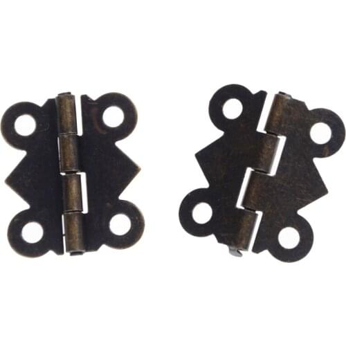 12pcs Mini Butterfly Style Hinges For Dolls Houses Jewelry Box - Bronze W/srew 20x17mm