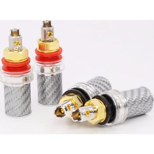 12pcs Rhodium plated Carbon Fiber Binding Post Speaker Plug Probe Panel for HIFI