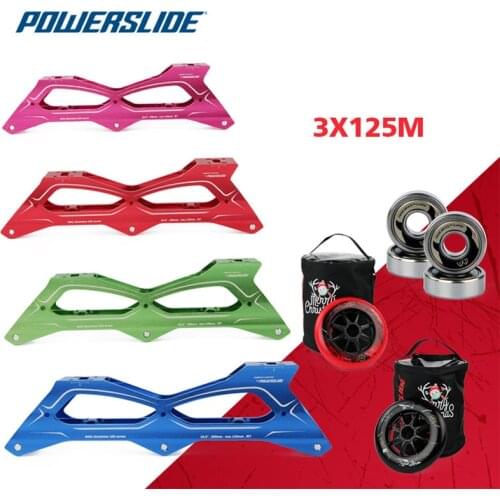 260mm Original Powerslide 3X125mm Inline Skates Base 3 Wheels 3X125 Chassis 125mm Skate Rodas 165mm Mount Distance ILQ9 Bearing