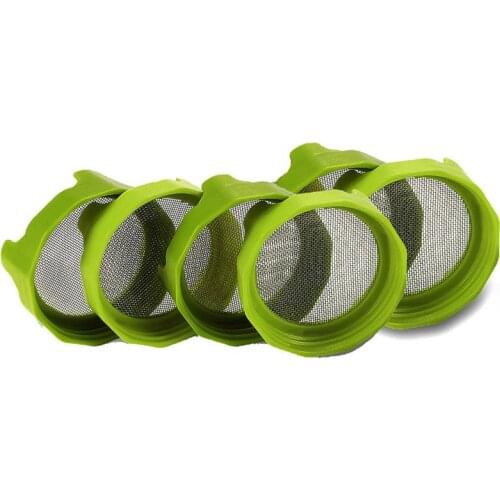 4PCS Plastic Sprout Lids With Stainless Steel Mesh Sprout Mesh Cover Screen Plastic Sprouting Strainer Lid Wide Mout Sprouting