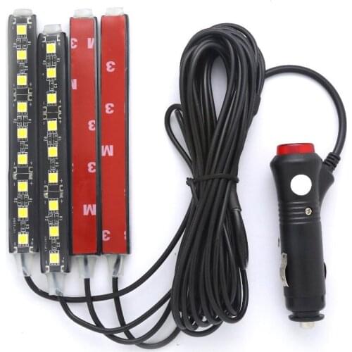 4 in 1 Ice Blue 9 LED Charger Interior Light Accessories Car SUV Floor Decorative Set 10W Decorative Atmosphere Lamp